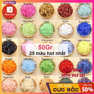 [25 Màu hot nhất] (50Gr/gói) Giấy Rơm Giấy Vụn Cắt Sợi Lót Hộp Quà Tặng