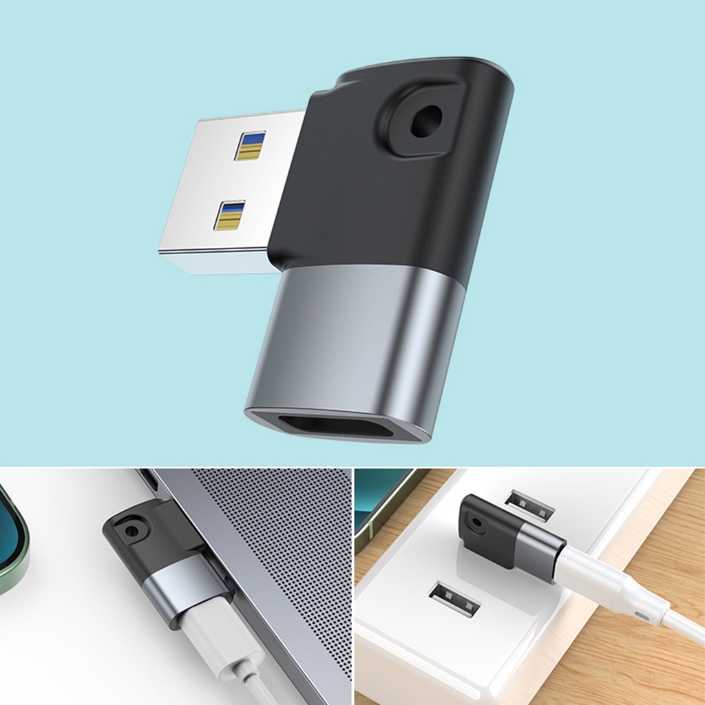 Đầu chuyển đổi sạc nhanh usb 3.0 Type C có lỗ treo 90 độ cho máy tính bảng