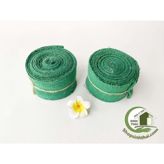 Vải bố khổ nhỏ 6cm màu xanh lá cây - vải bố runner trang trí bình hoa, bằn ăn, đồ thủ công mỹ nghệ - Chọn kích thước