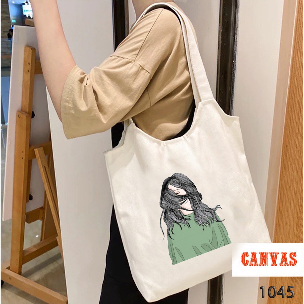 TÚI TOTE TRẮNG CHẤT VẢI CANVAS 1045 SAD SISTER DỄ THƯƠNG HÀNG CHUẨN ĐẸP