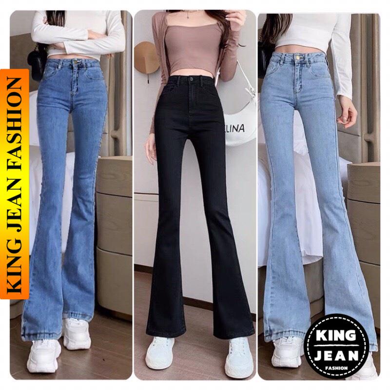 KJ04 Quần jean bò ống rộng suông nữ jeans cạp cao phong cách Hàn Quốc 3 size S M L hót 2022 (♥_♥)