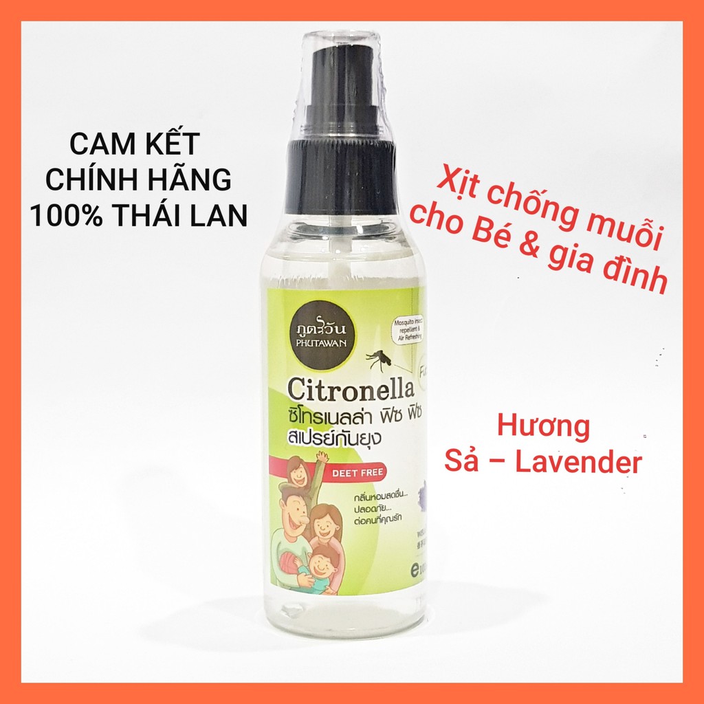 Xịt Chống Muỗi, Côn Trùng Thái Lan Hương Sả Và Lavender An Toàn Cho Bé Và Gia Đình