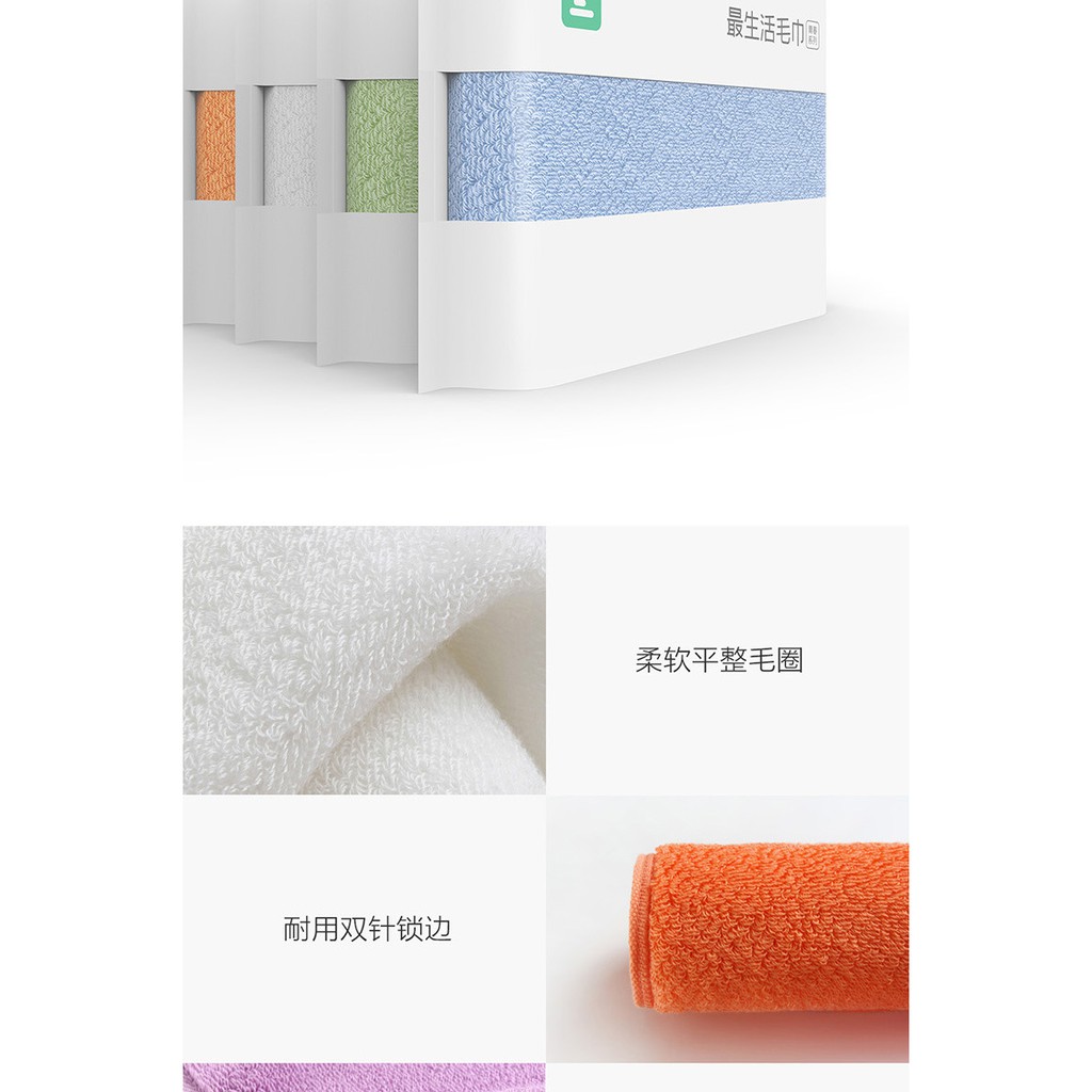 Khăn mặt xiaomi diệt khuẩn sợi cotton 32cm x 32cm dày dặn mềm mại không phai màu không đổ lông thấm hút tốt