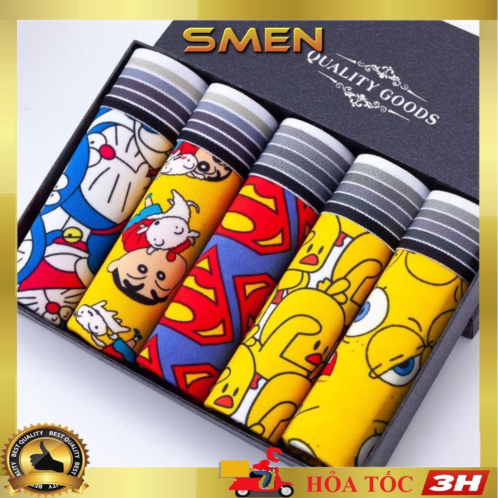 Quần lót nam boxer in hình họa tiết hoạt hình Doremon, Shine, siêu nhân SIH02- SMEN