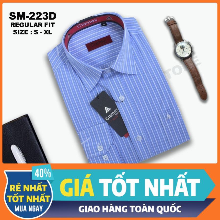 Áo sơ mi dài tay sọc kẻ CA RÔ chất Cotton cao gấp hộp sang trọng lịch lãm