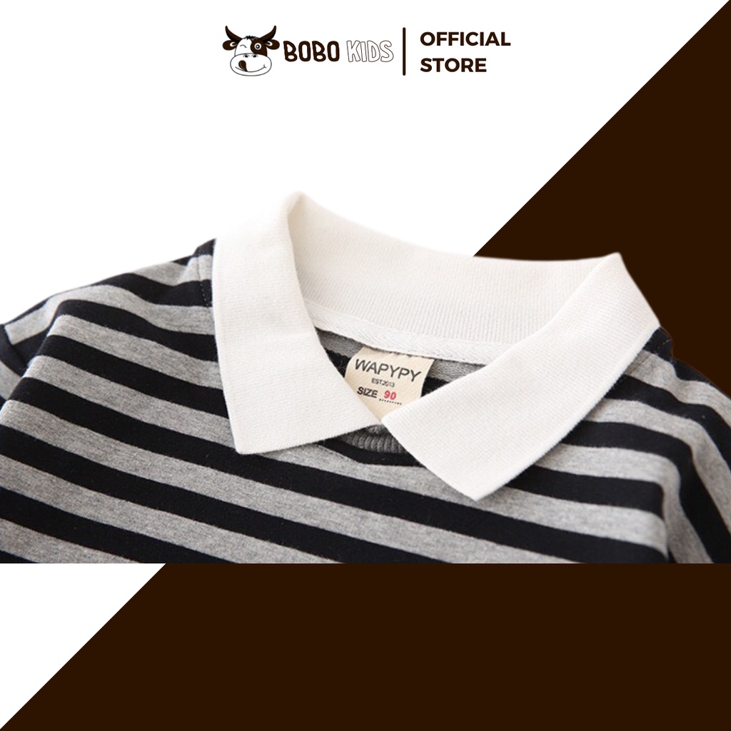 Áo Phông Giữ Nhiệt, Áo Thun Bé Trai Và Bé Gái BoBoKids Họa Tiết Kẻ Sọc Vải Cotton Mịn Tuổi từ 1,5-10 Phong Cách Hàn Quốc