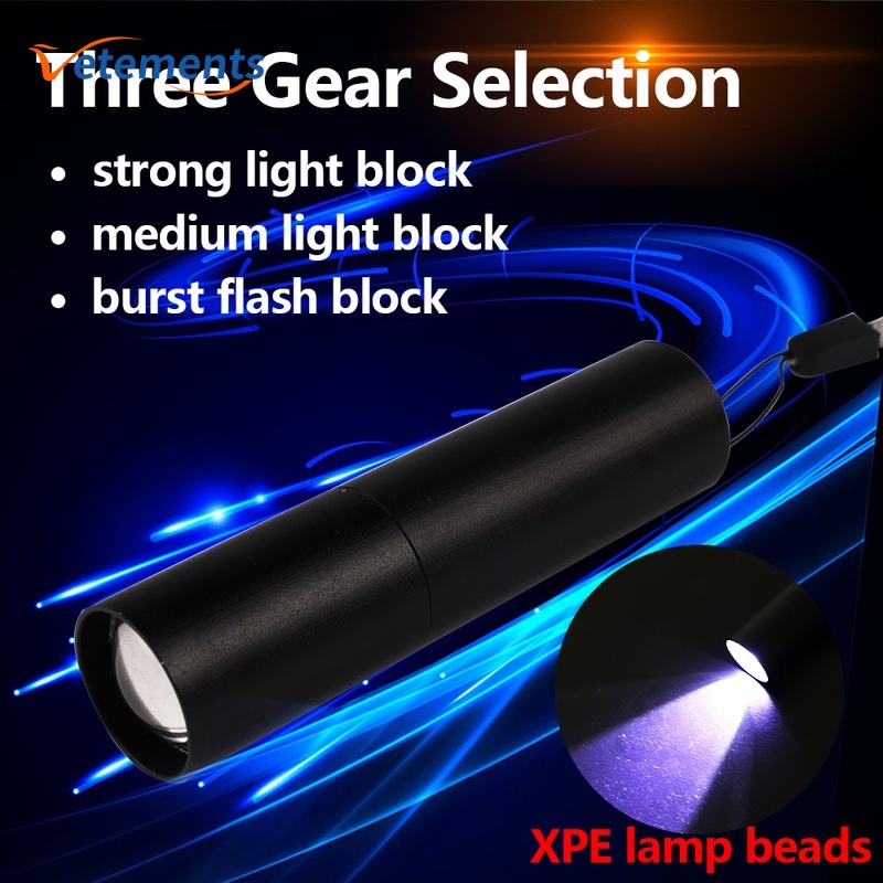 Đèn pin mini cầm tay siêu sáng sạc cổng USB có thể thu gọn