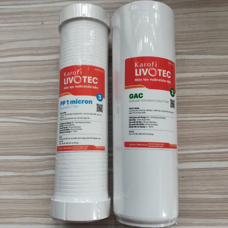 Lõi lọc nước Karofi livotec 1,2,3, lõi lọc 1,2,3 karofi, bộ lõi máy lọc ro