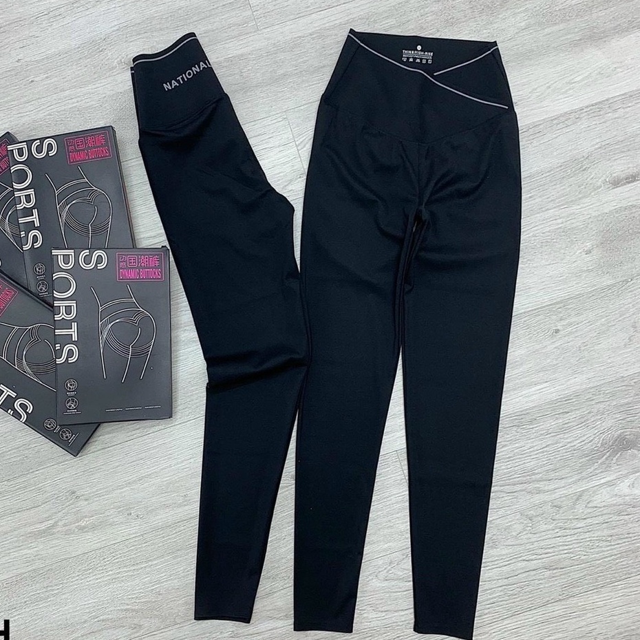 Quần legging cạp chéo lưng cao, quần dài nữ gen bụng co giản tốt hot hit Okélla (không có hộp)