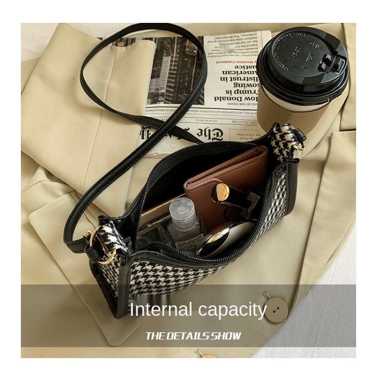 Túi đeo dưới cánh tay bằng lẹn họa tiết sọc phong cách cổ điển cho nữ