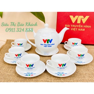 Bộ ấm chén gốm sứ bát tràng kỉ niệm vtv 400ml