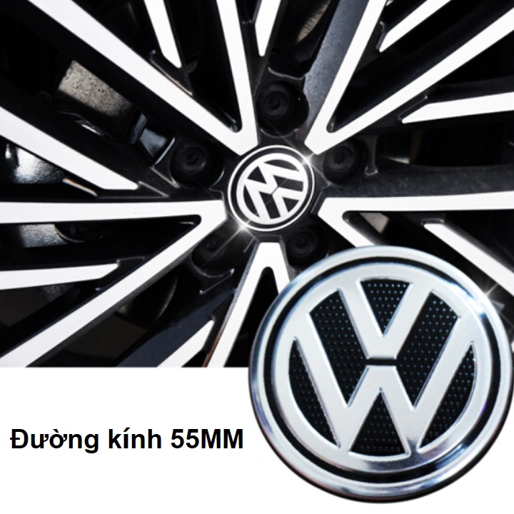 Logo chụp mâm, ốp lazang bánh xe ô tô Volkswagen: Kích thước 55mm - 65mm