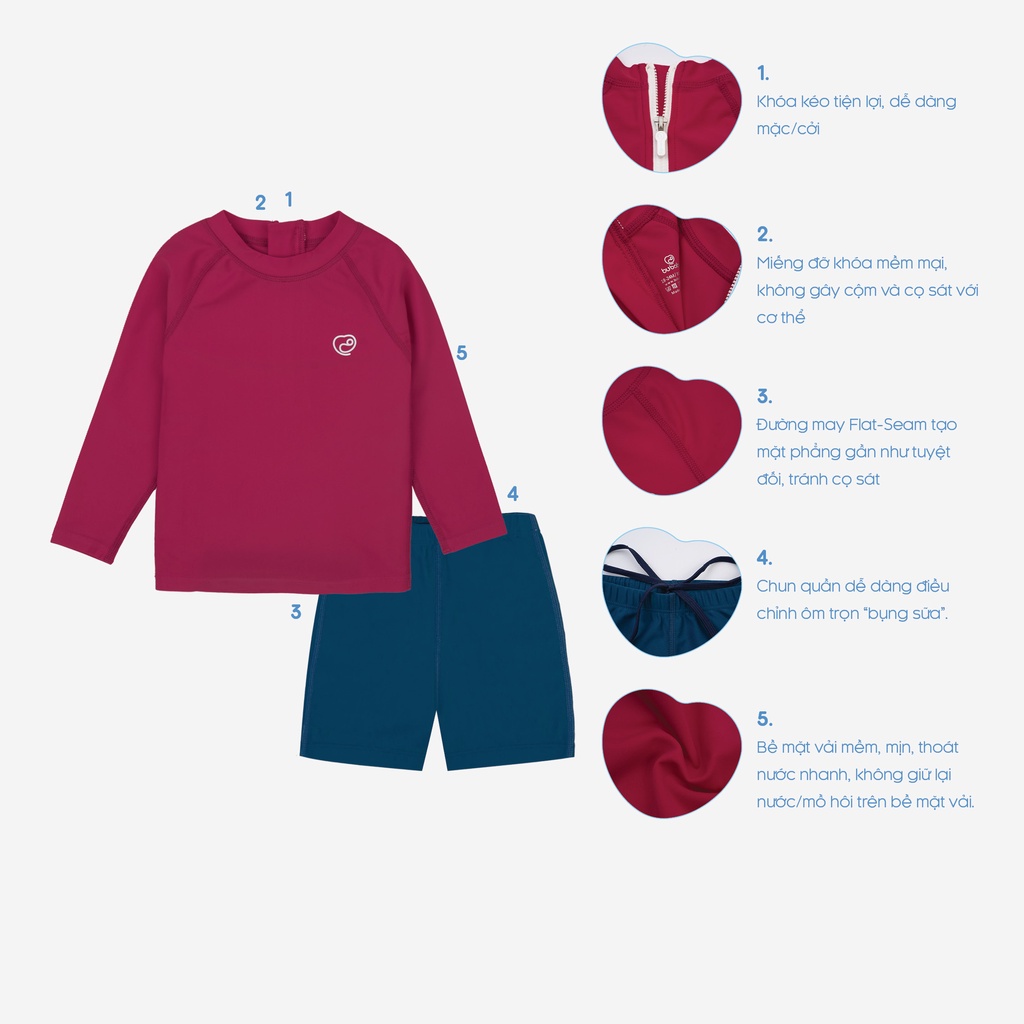 Bộ bơi rời dài tay quần đùi - BU Aqua