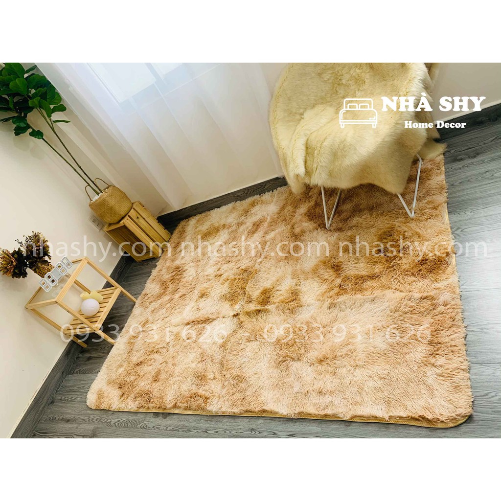 Thảm Lông Trải Sàn Màu Kem Loang - Size 2mx1m6