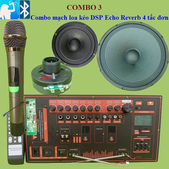 Combo Mạch loa kéo Reverb chống hú 4 tấc đơn