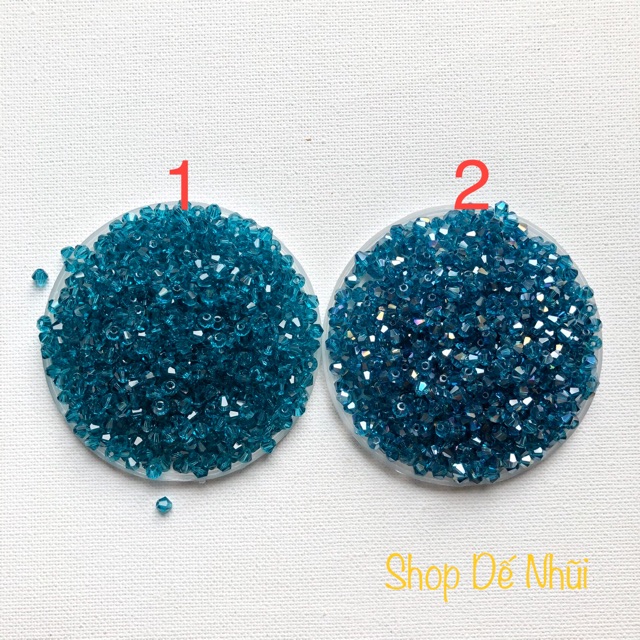10gr (~150 hạt) Pha Lê Hình Thoi 4mm - tông Xanh + Đen [P3]