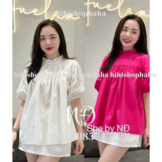 áo babydoll tiểu thư cổ tròn ngắn tay PN00346 hihishophaha