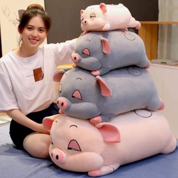 Heo Bông Thú Nhồi Bông Khổng Lồ 🌟 ĐỦ SIZE 40cm , 55cm ,70cm , 1m 🌟 Lợn Bông Gòn ,Vải Nhung Hàn Quốc Chất Siêu Mềm Mịn.
