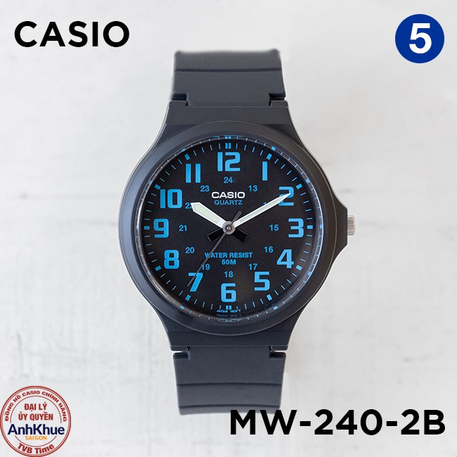 Đồng hồ nam dây nhựa Casio Standard chính hãng Anh Khuê MW-240 Series