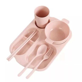 Combo 2 bộ khay ăn dặm lúa mạch 6 món