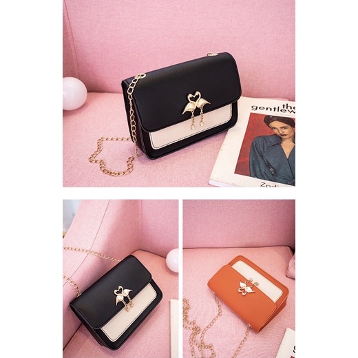 Túi xách nữ, túi xách đeo chéo dây xích khoá thiên nga túi hộp 1 ngăn trẻ trung nhẹ nhàng