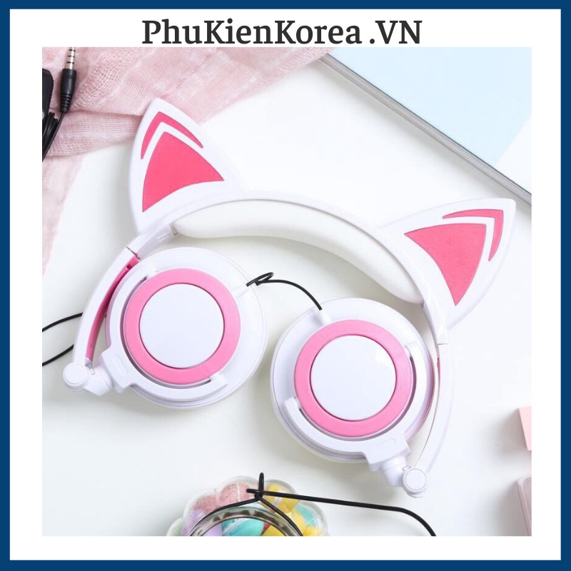 Tai nghe Headphone Tai Mèo Có Đèn Led Siêu cute ✓ Hàng chính hãng ✓ Bảo hành Toàn quốc