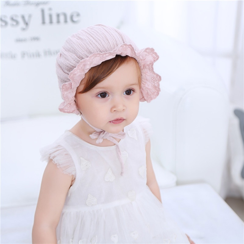 Mũ Ren Cotton Mềm Mại Chống Nắng Thời Trang Xuân Hè Cho Bé Gái Sơ Sinh