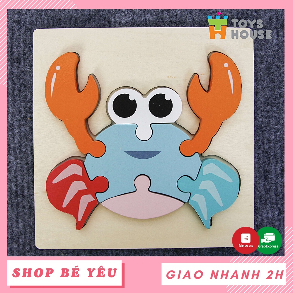 Tranh ghép gỗ 3D  𝑭𝒓𝒆𝒆𝒔𝒉𝒊𝒑  Đồ chơi ghép hình gỗ 3D thông minh Toys House mẫu hình con cua