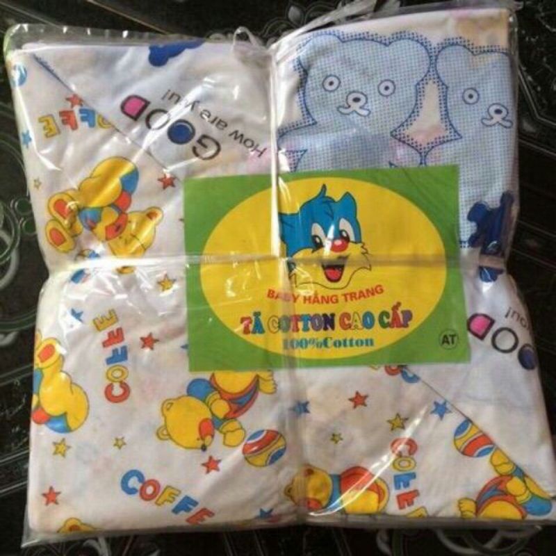 Bộ 10 Chiếc Tã Vuông Sơ Sinh Hình Gấu 70×70cm