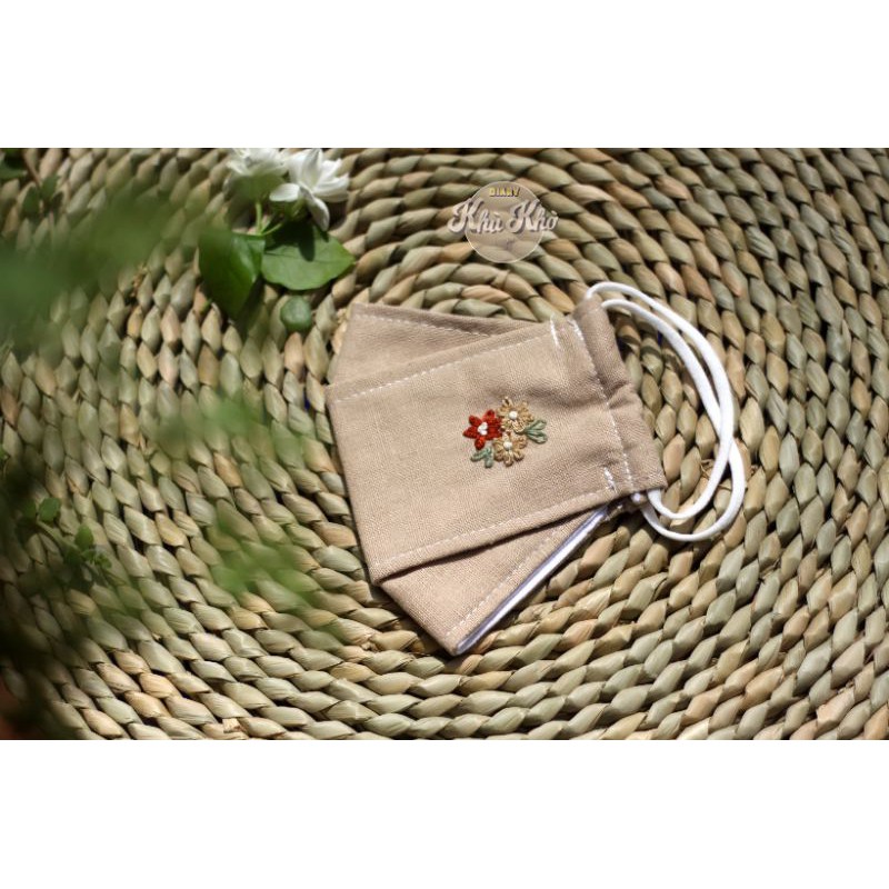 KHẨU TRANG VẢI LINEN 3D THÊU TAY HANDMADE - kèm video và ảnh shop tự chụp | WebRaoVat - webraovat.net.vn