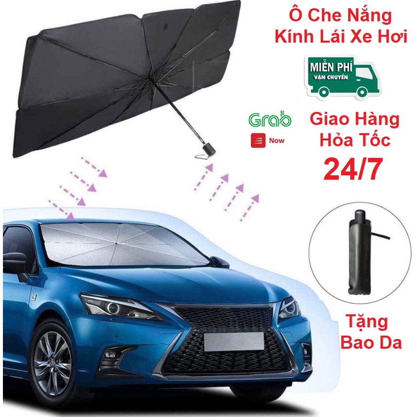 Ô Che Nắng Kính Lái Ô Tô Cao Cấp, Ô Che Nắng Kính Lái Xe Hơi (Tặng BAO DA) - Chắn Nắng, Giảm Nhiệt Độ Bảo Vệ Nội Thất