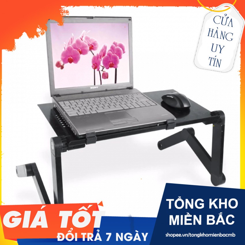 Bàn gấp để laptop tùy chỉnh 360 độ T6 (đen, hồng) không quạt tản nhiệt(Tổng Kho MB)