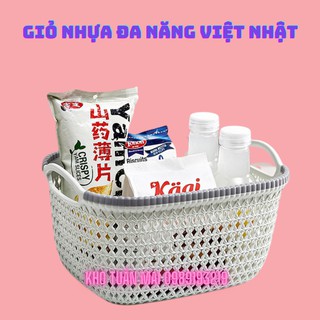Giỏ đựng đồ, đựng mỹ phẩm / Rổ nhựa đan mây Việt Nhật 3377-1 đa năng nhựa PP siêu đẹp