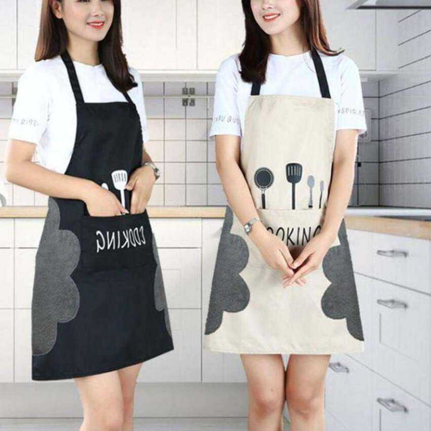 Tạp dề Cooking phong cách Hàn Quốc, chất lệu cotton chống thấm nước, có túi đựng và lau tay tiện lợi