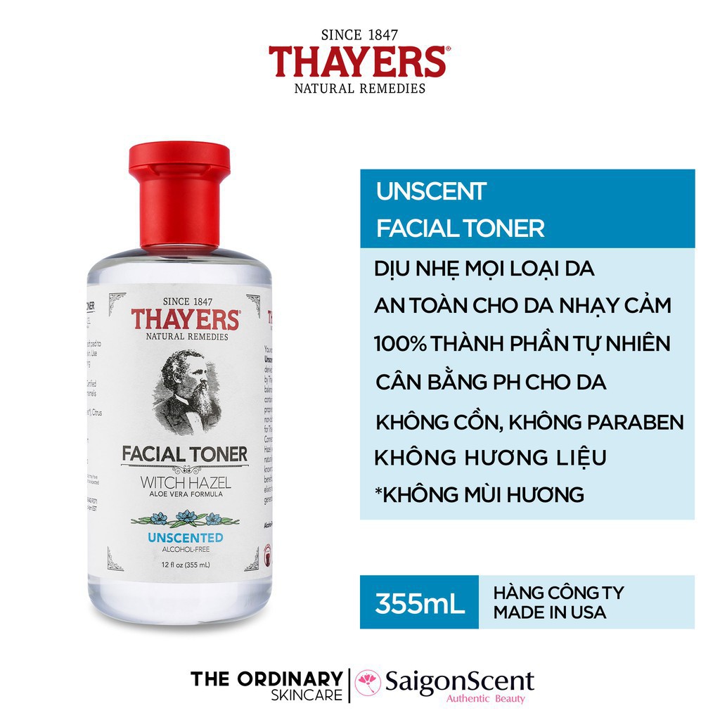 [Mã 153FMCGSALE1 giảm 10% đơn 250K] Thayers Alcohol Free toner - Nước hoa hồng Không Cồn Thayers 355ml [ Chính hãng ] | BigBuy360 - bigbuy360.vn