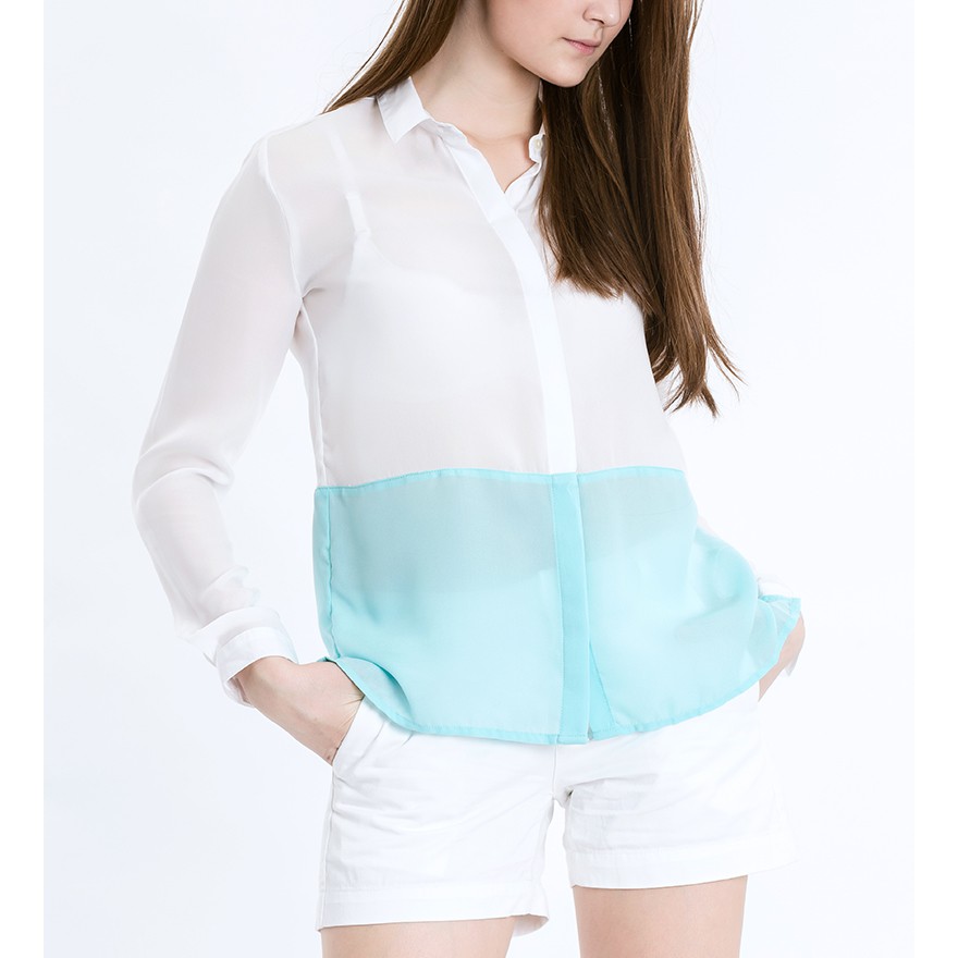 [Mã FASHIONMALLT4 giảm 15% đơn 150k] Áo kiểu nữ The cosmo Colour block blouse TC2001011