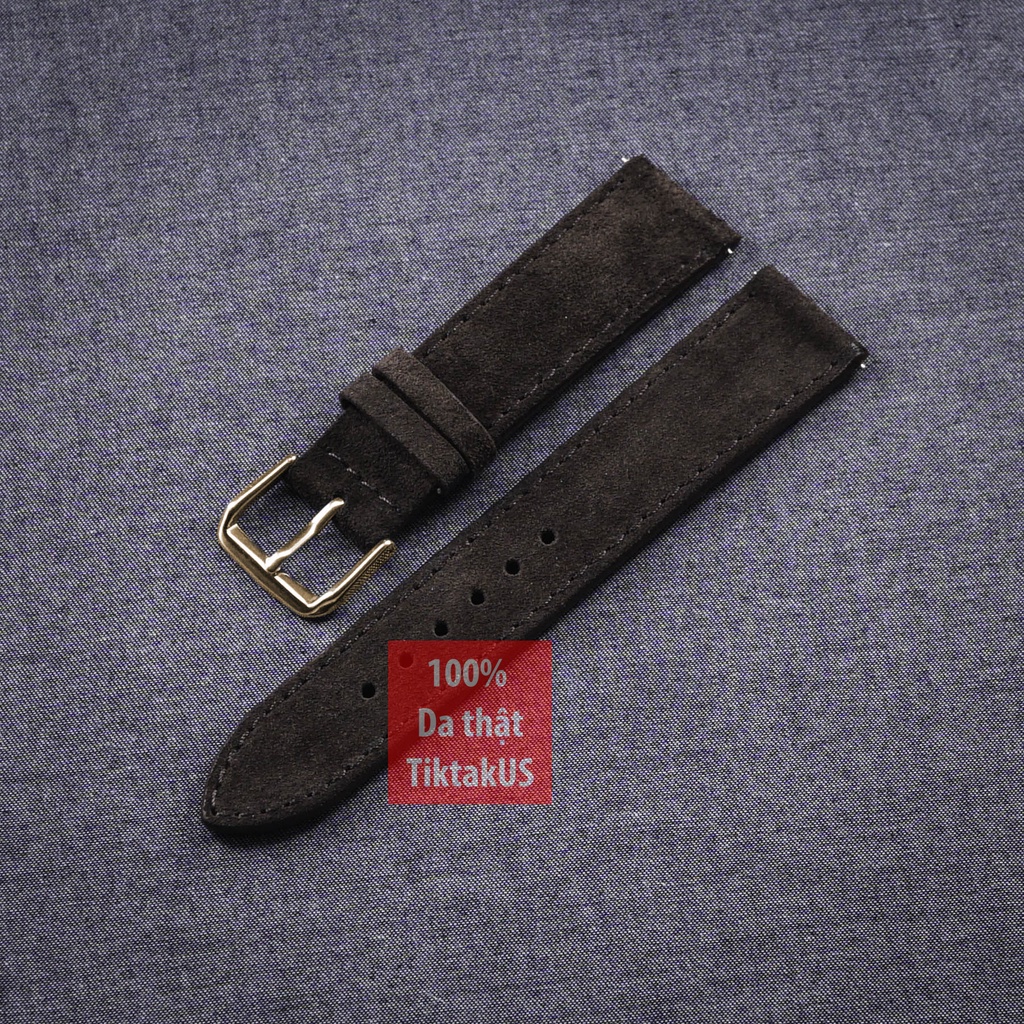 Dây đồng hồ nam da bò , da lộn Vintage khóa thép mạ vàng hồng Rose Gold, nhiều màu, đủ size cho đồng hồ Thụy Sĩ, đồng hồ