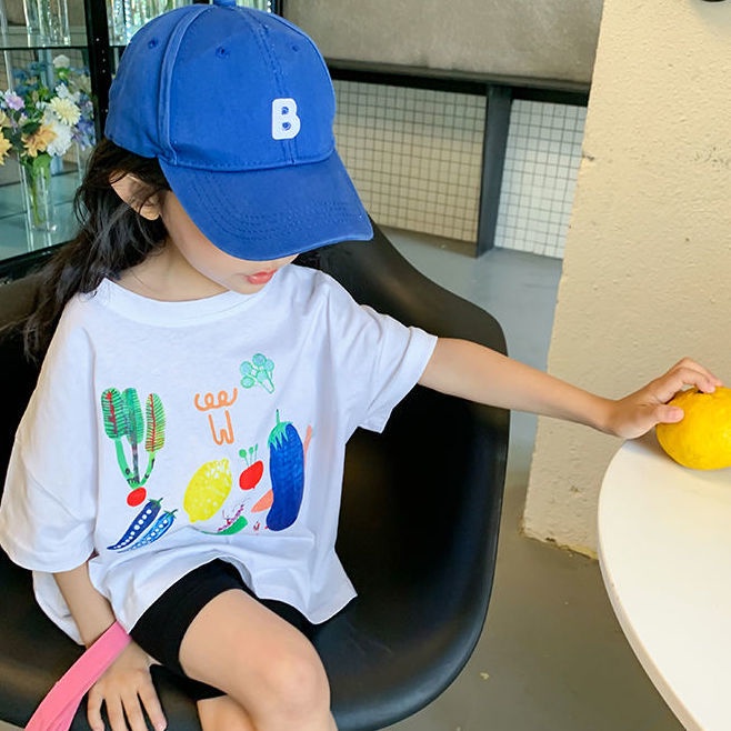 Áo Thun Cotton Ngắn Tay Dáng Rộng In Chữ Thời Trang Mùa Hè 48 Tiếng Cho Bé Gái