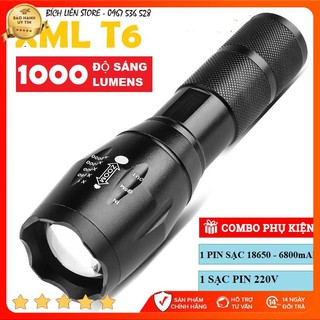 💥Hàng loại 1💥Đèn pin siêu sáng T6 gồm Pin + sạc + hộp
