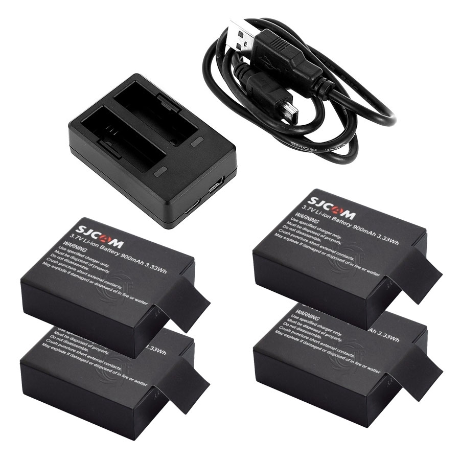 Combo Sạc Đôi + 4 Viên Pin Cho SJCAM - Hàng Nhập Khẩu