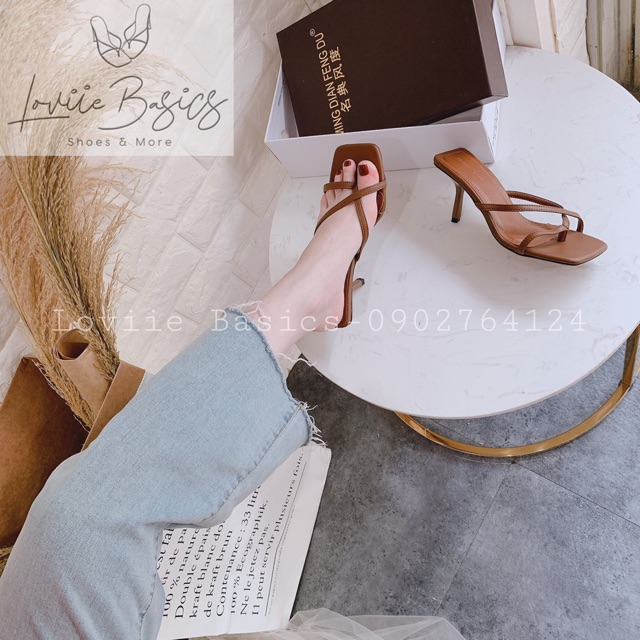 GUỐC CAO GÓT LOVIIEBASICS - DÉP CAO GÓT DÂY CHÉO QUAI MẢNH GÓT NHỌN 7 PHÂN D200780