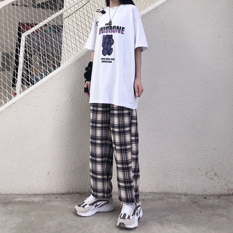 Quần Dài Ống Rộng Họa Tiết Sọc Caro 17n003 Phong Cách Harajuku Cho Nam Và Nữ | BigBuy360 - bigbuy360.vn