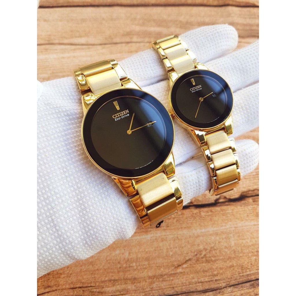 Đồng hồ đôi chính hãng Citizen Eco Drive GA1052-55E và AU1062-56E - Máy pin - Kính cứng