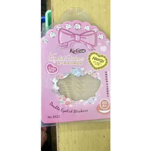 MIẾNG DÁN KÍCH MÍ LƯỚI KELI ALLERGY DOUBLE EYELID STICKERS 60 MIẾNG TẶNG NHÍP VÀ KEO