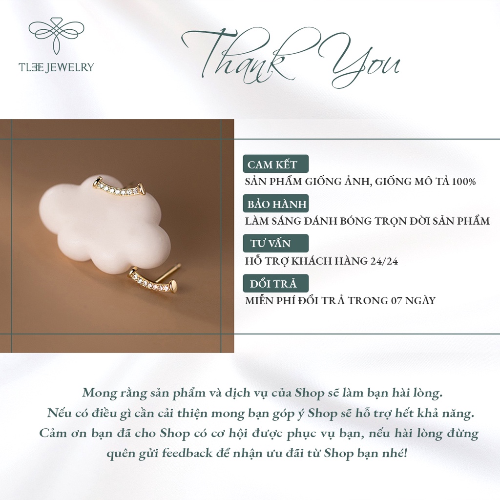 Khuyên tai bạc nữ TLEE smile nạm đá cao cấp NCJ B0162