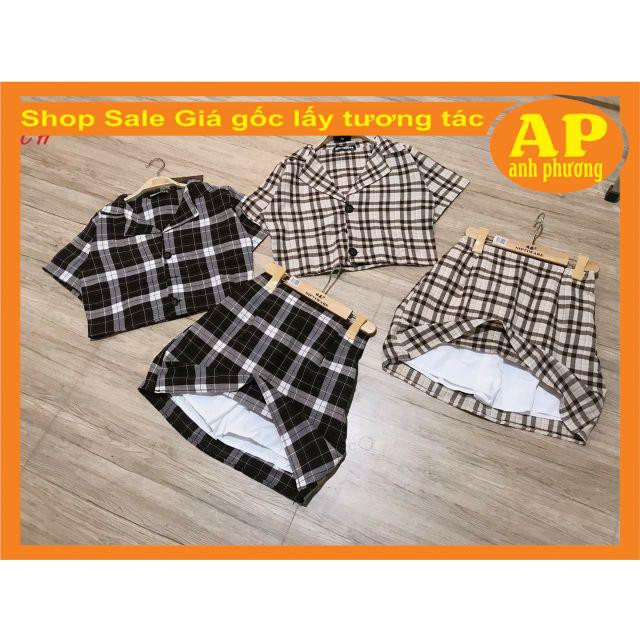 Sét váy kẻ vest có ảnh thật sp🍄Áo crt kẻ có cúc mix chân váy kẻ 2 lớp🍄bên trong có quần | BigBuy360 - bigbuy360.vn