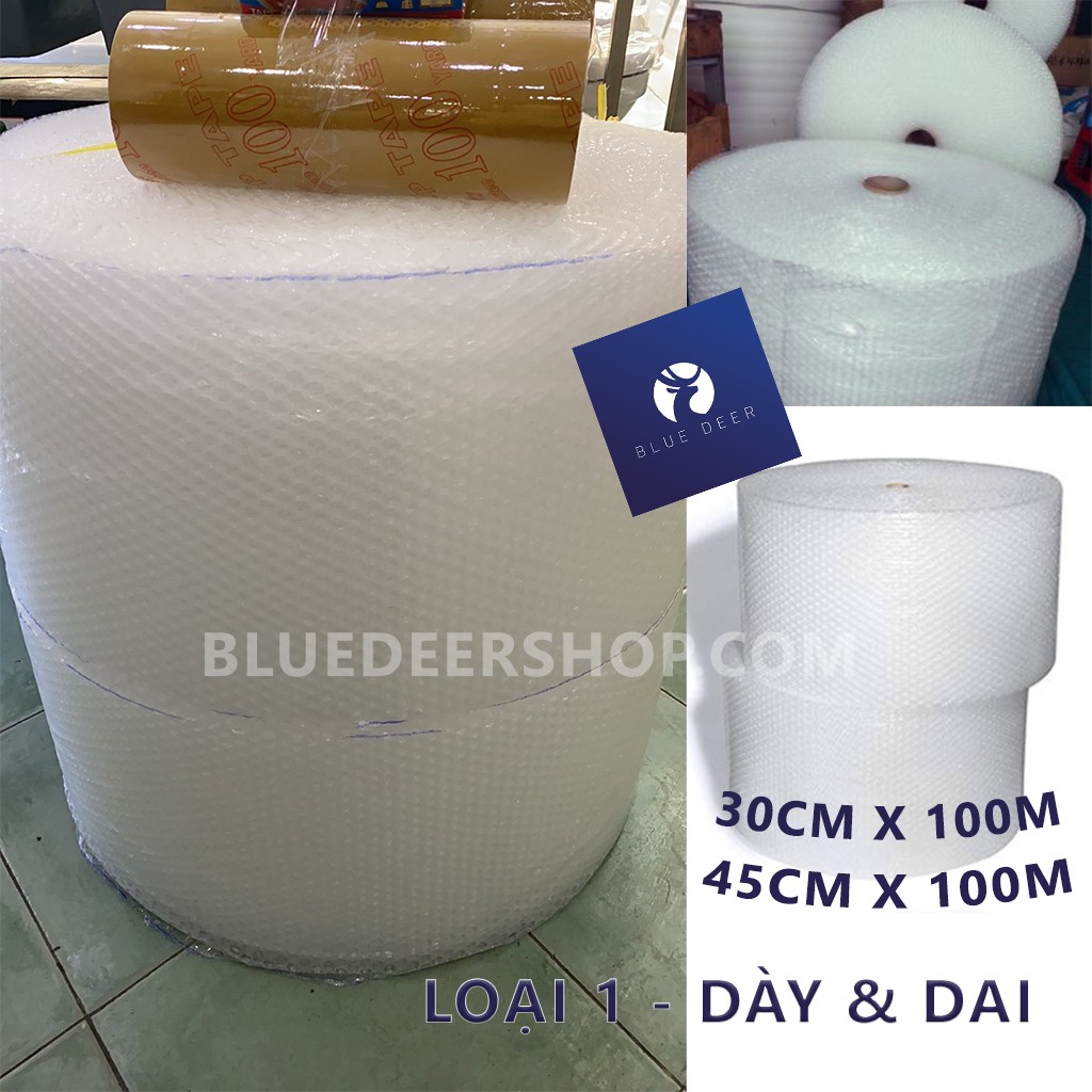 Cuộn Xốp Hơi, Bong Bóng Khí Khổ 30cm x 100m Bọc Gói Hàng Không Lõi - Blue Deer