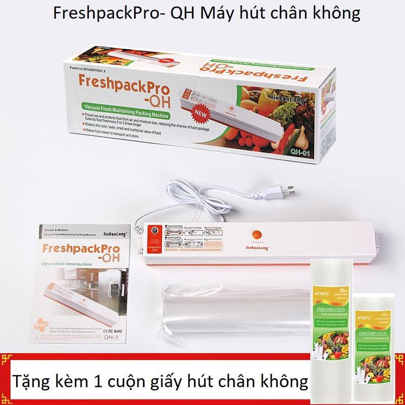 Máy hàn miệng túi kèm hút chân không chính hãng Fresh Pack Pro - tặng kèm cuộn giấy hút