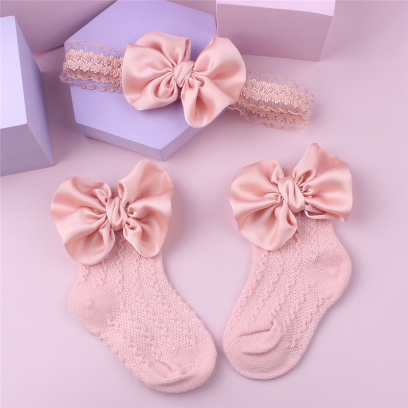 Set Băng Đô + Vớ Cotton Đính Nơ Xinh Xắn Cho Bé Gái
