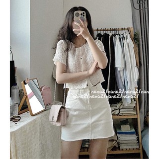 Áo croptop dập hoa